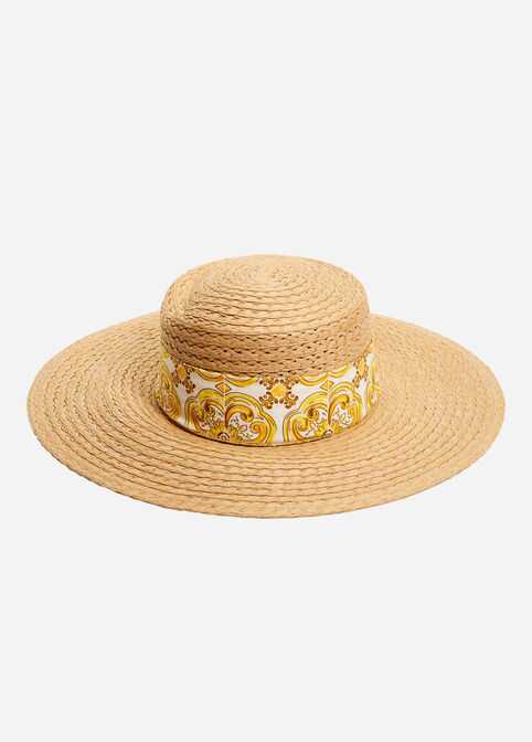 Status Scarf Raffia Panama Hat, Natural image number 1