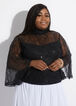 Sequin Lace Bell Sleeve Top, Black image number 0