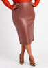 High Waist Faux Leather Midi Skirt, Brown image number 0