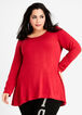 Plus Size Stretch Knit Long Sleeve Scoop Neck Asymmetric Tunic Top image number 0