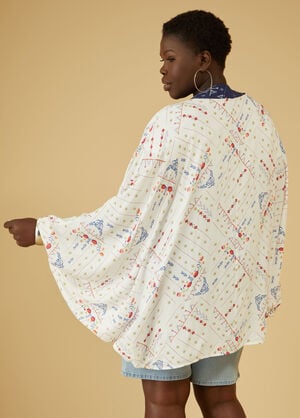 Printed Woven Kimono, White image number 1