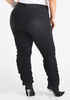 Ruched Mid Rise Skinny Jeans, Black image number 1
