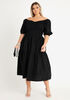 Off The Shoulder Cotton Midi Dress, Black image number 0