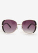 Metal Square Oversize Sunglasses, Black image number 0