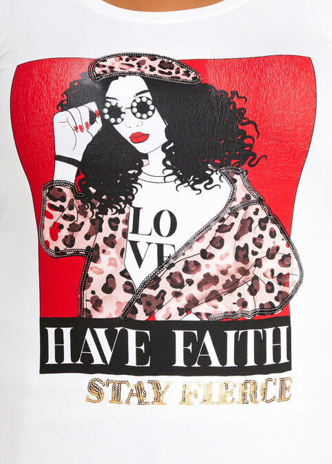 Have Faith Sequin Graphic Tee, White image number 1