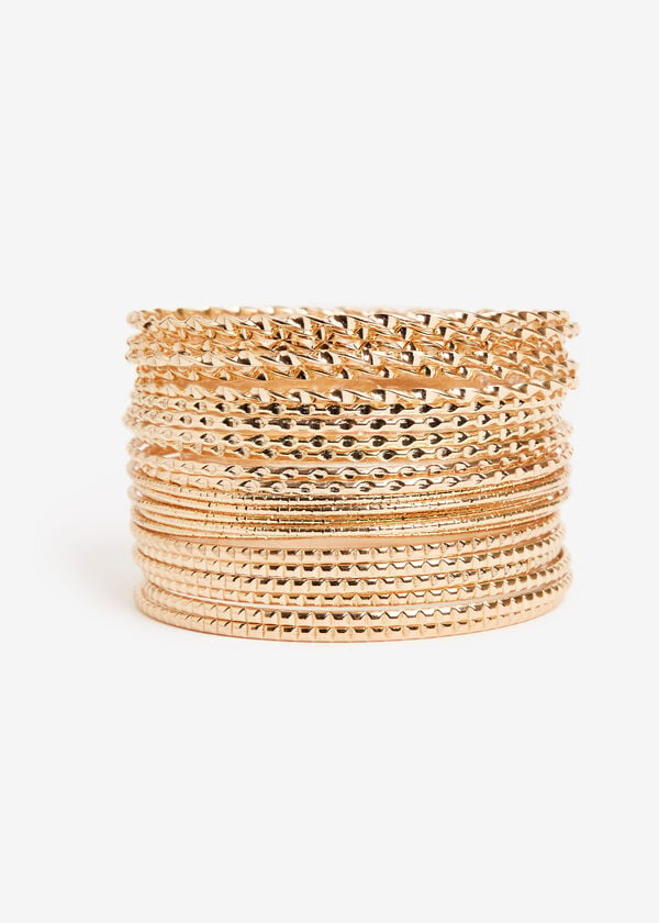 Textured Gold Bracelet Set, Gold image number 0