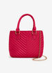 Pink Quilted Nylon Satchel, Fuchsia image number 1