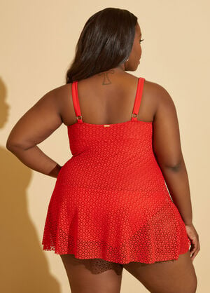 Nicole Miller Crocheted Swimdress, Red image number 1