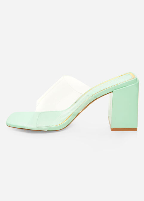 Clear Medium Width Slide Sandals, Mint Green image number 3