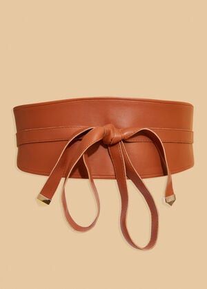 Faux Leather Waist Wrap Belt, Cognac image number 1