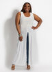 White Slit Front Knit Duster Top, White image number 0