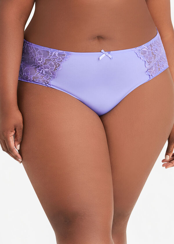 Lace & Microfiber Hipster Panty Purple, Purple image number 1