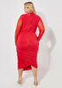 Paneled Crisscross Bodycon Dress, Red image number 1