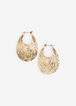 Gold Textured Hoop Earrings, Gold image number 0