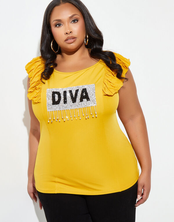 Diva Crystal Embellished Tank, Nugget Gold image number 0