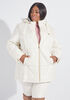 Faux Sherpa Paneled Puffer Coat, White image number 0