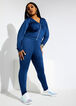 Plus Size Cute Ruched Hoodie Jacket Leggings Sexy Knit 2pc Set image number 0