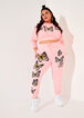 Trendy Plus Size Butterfly Crop Hoodie Knit Joggers Comfy 2pc Set image number 0