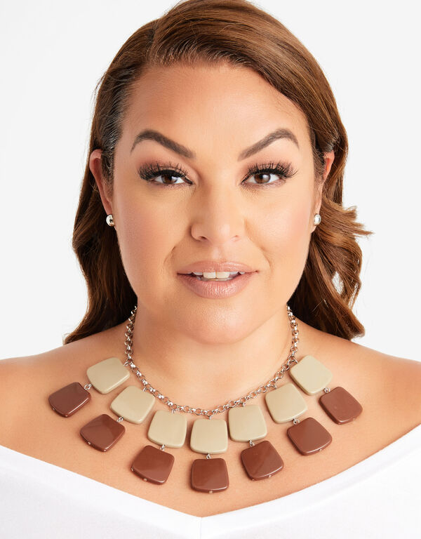 Resin Necklace & Earrings Set, Brown Combo image number 1