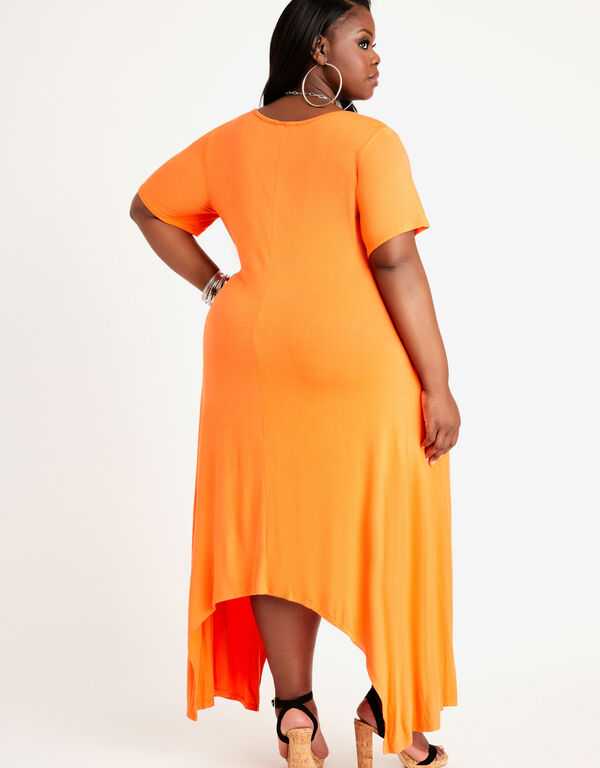 Asymmetric T-Shirt Midi Dress - Web Exclusive, Flame Orange image number 1