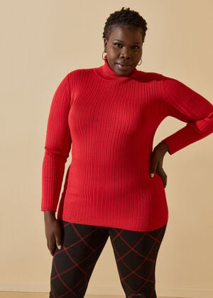 Long Sleeved Turtleneck Sweater, Barbados Cherry image number 0
