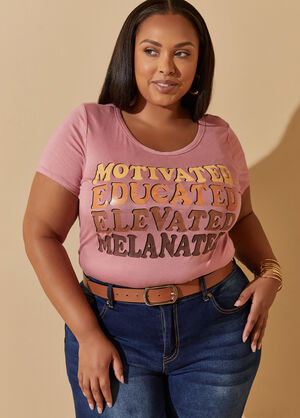 Motivated Educated Graphic Tee, Mauve image number 0