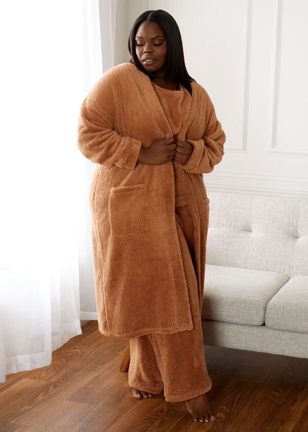 Cozy Lounge Teddy Duster, Camel Taupe image number 0