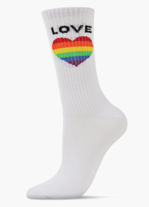 Memoi Love Heart Crew Socks, White image number 0