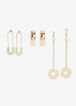 Gold Trio Drop Earrings, Gold image number 0