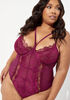 Mesh And Lace Bodysuit, Plum image number 2