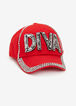 Stud & Rhinestone Diva Baseball Cap, Red image number 0
