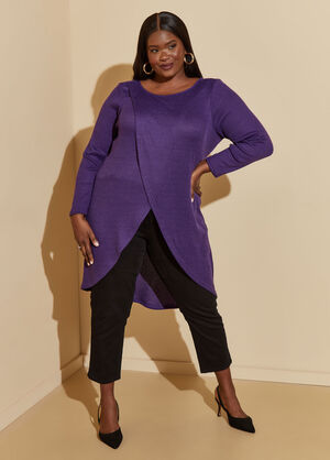 Ribbed Crossover Sweater, Acai image number 0