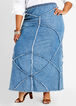 Patchwork Denim Maxi Skirt, Dk Rinse image number 0