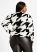 Houndstooth Puff Sleeve Top, Black White image number 1