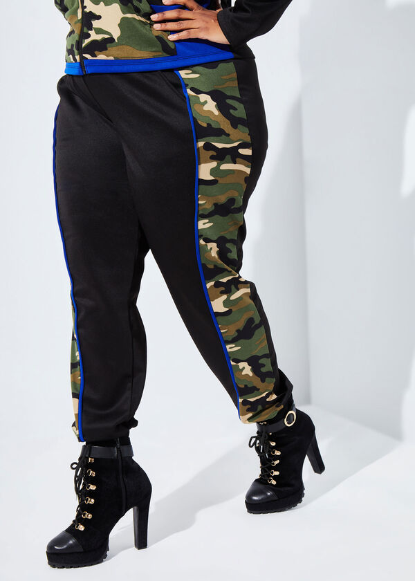 Two Tone Camo Print Joggers, Royal Blue image number 0