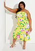 Strapless Floral Print Midi Dress, Yellow image number 0