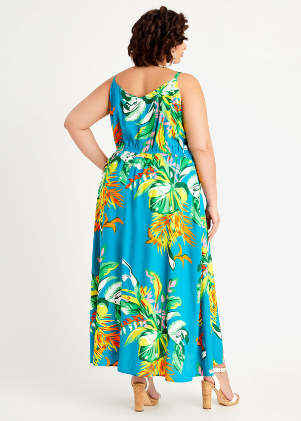 Floral Slit Front Maxi Dress, Caribbean Sea image number 1