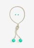 Silver Tone Beaded Necklace Set, Pepper Green image number 0