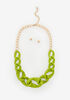 Chunky Resin Necklace & Studs Set, Bright Chartreuse image number 0