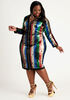 Striped Sequin Bodycon Dress, Multi image number 0