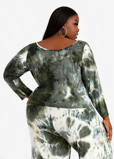 Cozy Lounge Tie Dye Top, Olive image number 1