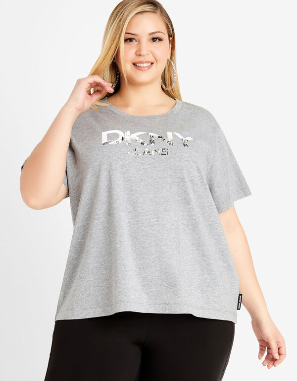 DKNY Jeans Logo Graphic Tee, Heather Grey image number 0