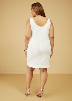 Stretch Denim Bodycon Dress, White image number 1