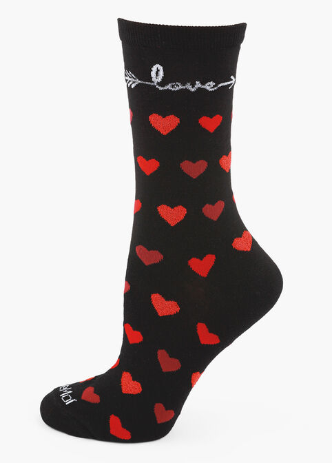 MeMoi Love Struck Crew Socks, Black image number 0