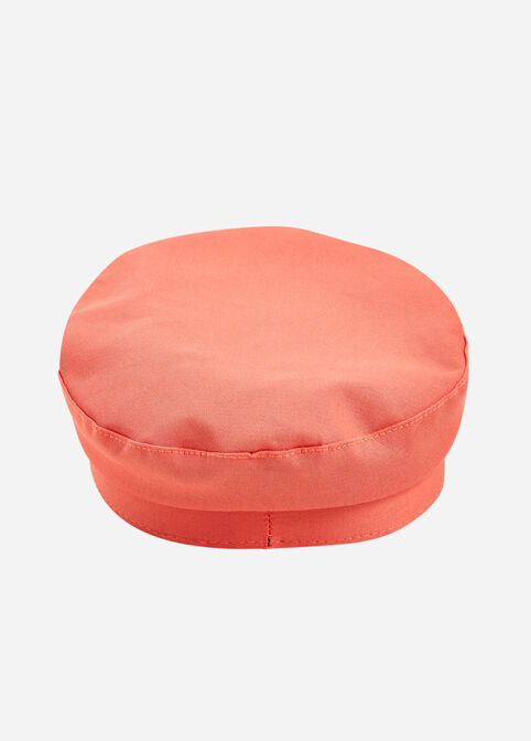 Faux Leather Trim Cadet Hat, Hot Coral image number 3
