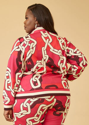 Chain Link Print Track Jacket, Pink Peacock image number 1