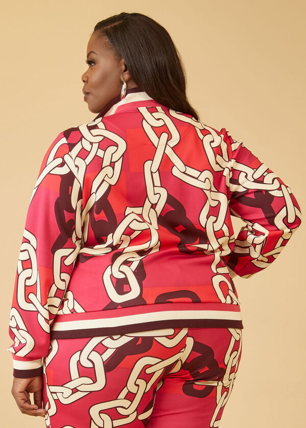 Chain Link Print Track Jacket, Pink Peacock image number 1