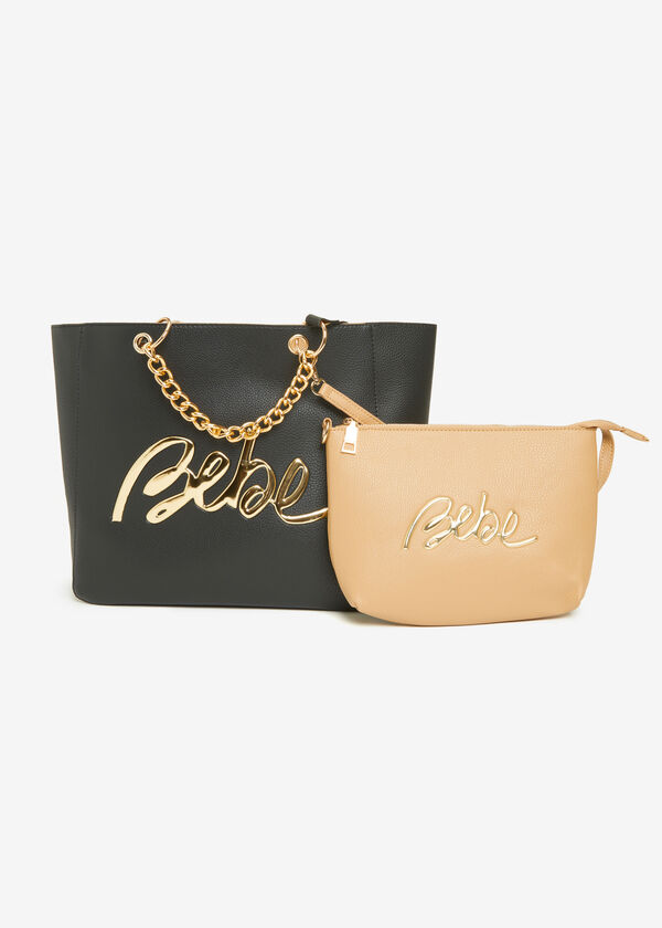 Bebe Gianna Pouch And Tote Set, Black image number 0