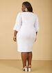 Embroidered Puffed Sleeve Dress, White image number 1