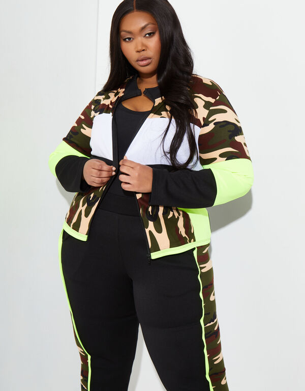 Camo Colorblock Track Jacket, Absolute Green image number 0